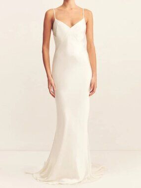 shona joy huxley cowl neck lace up maxi dress Shona Joy - La Lune Cumulus Silk Lace Maxi Dress - Ivory